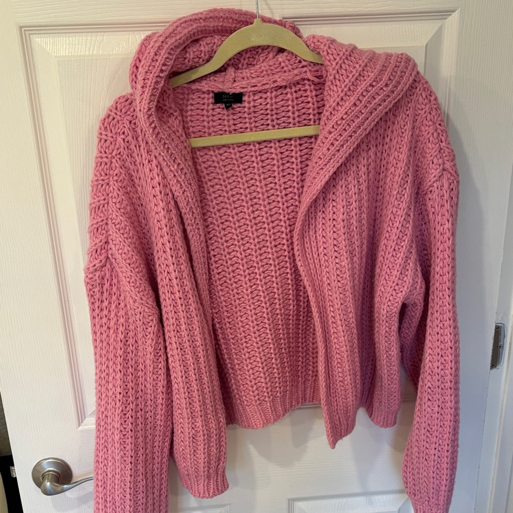 Cozy Pink Knit Sweater sz M-L cardigan